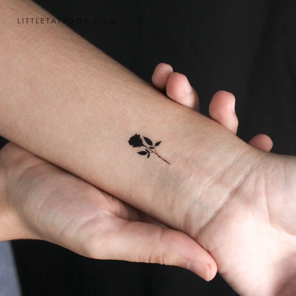 Small Black Rose Temporary Tattoo by 1991.ink - Set of 3