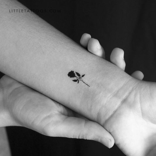 Tatuaje temporal de rosa negra pequeña de 1991.ink (juego de 3)