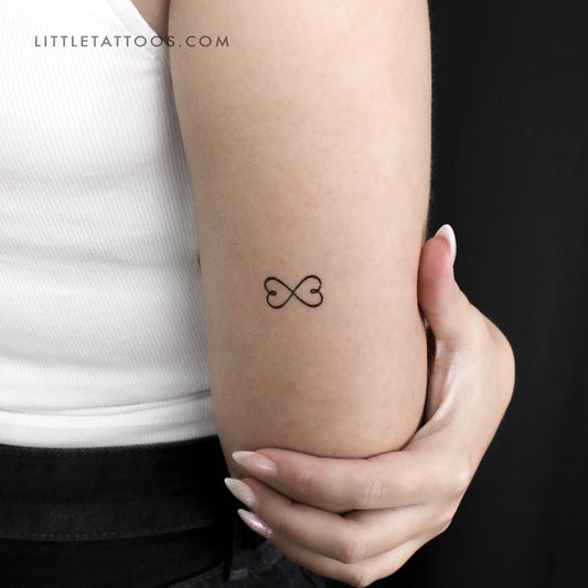 Tatuaje temporal del símbolo del infinito con dos corazones (juego de 3)
