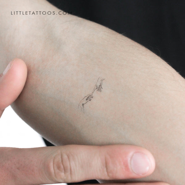 Minimalist Creation of Adam Hands Temporary Tattoo - Set of 3