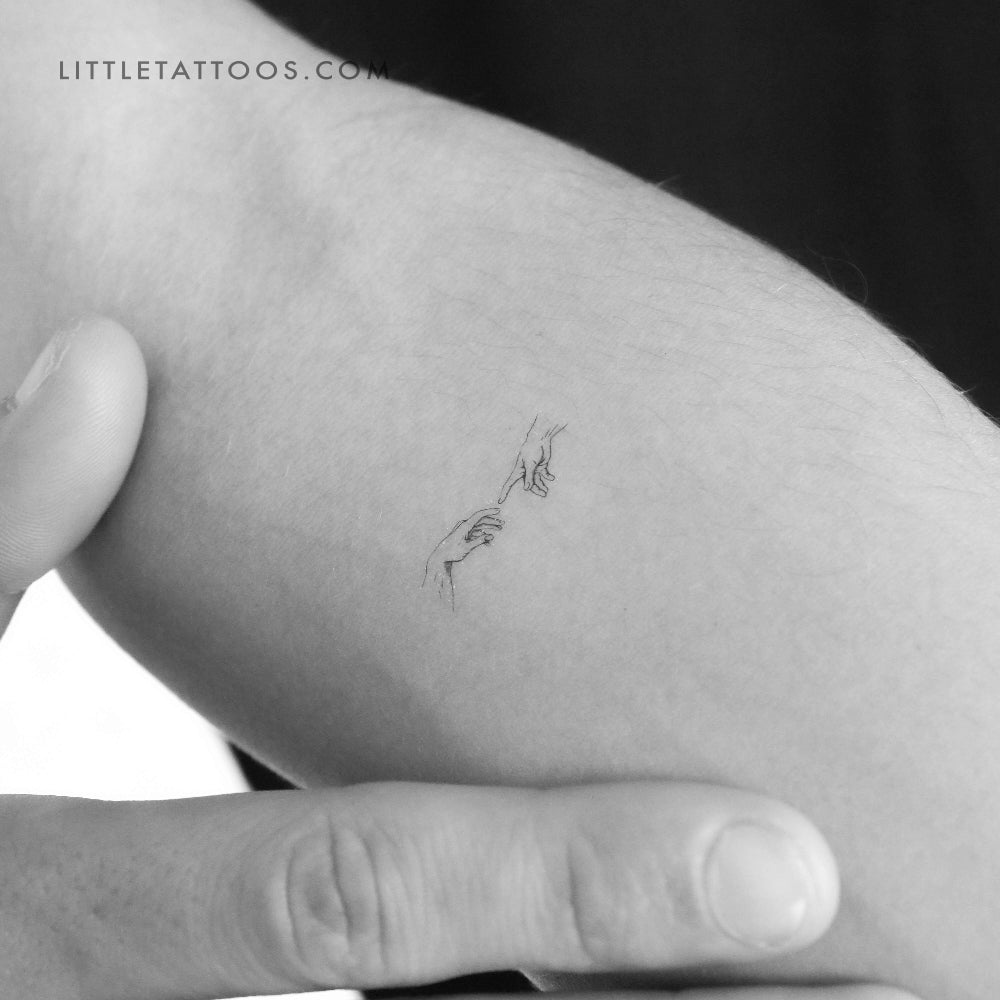 Minimalist Creation of Adam Hands Temporary Tattoo - Set of 3