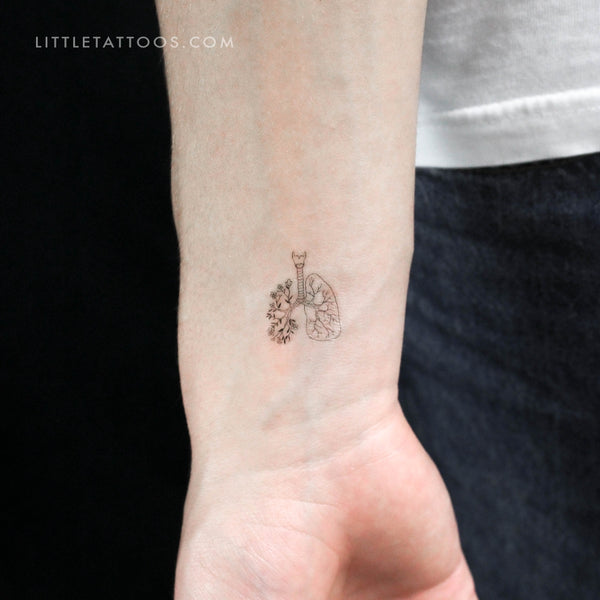 Small Floral Lungs Temporary Tattoo - Set of 3