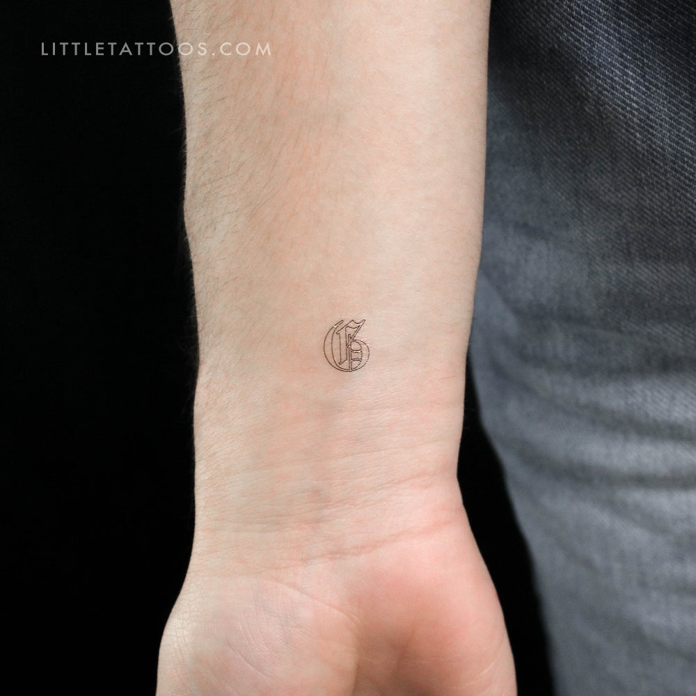 Tatuaje temporal con la letra G en inglés antiguo (juego de 3)
