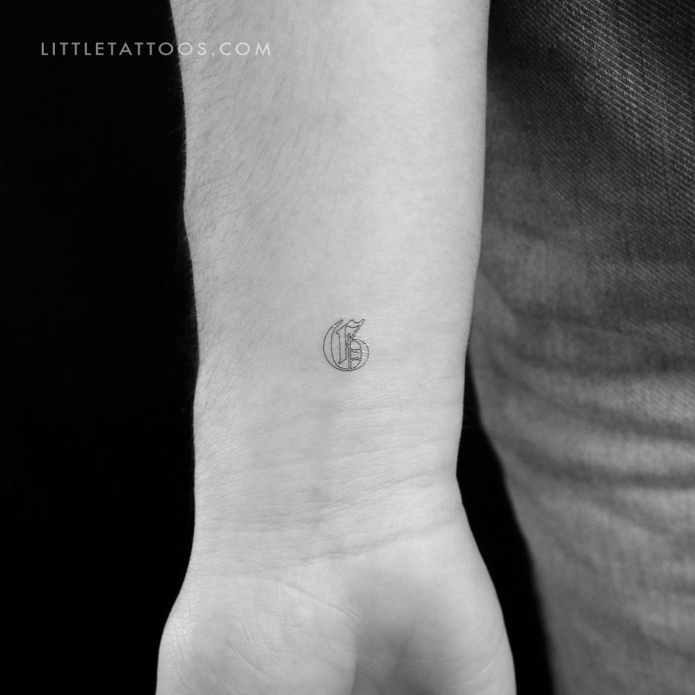 Tatuaje temporal con la letra G en inglés antiguo (juego de 3)