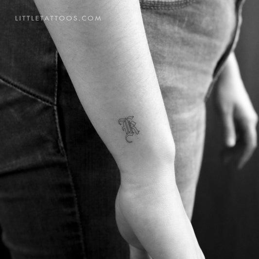 Old English K Letter Outline Temporary Tattoo - Set of 3