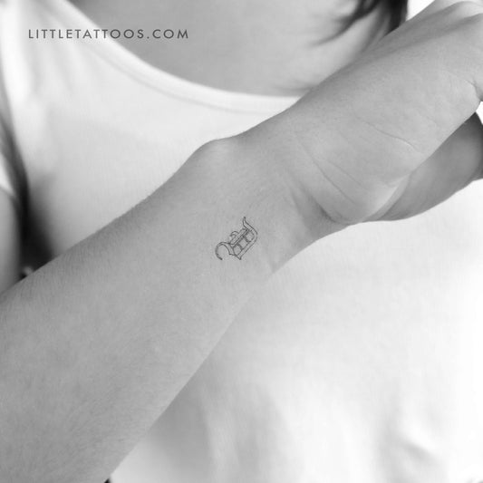 Tatuaje temporal con la letra D en inglés antiguo (juego de 3)