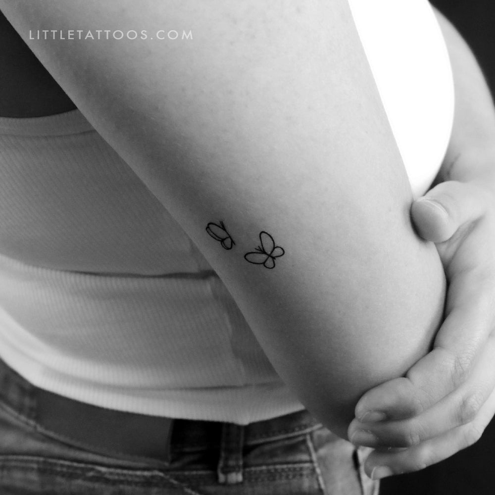 Minimalist Two Butterflies Temporary Tattoo - Set of 3