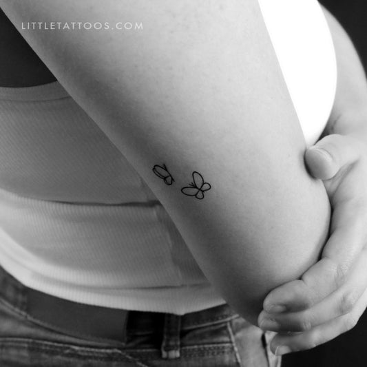 Minimalist Two Butterflies Temporary Tattoo - Set of 3