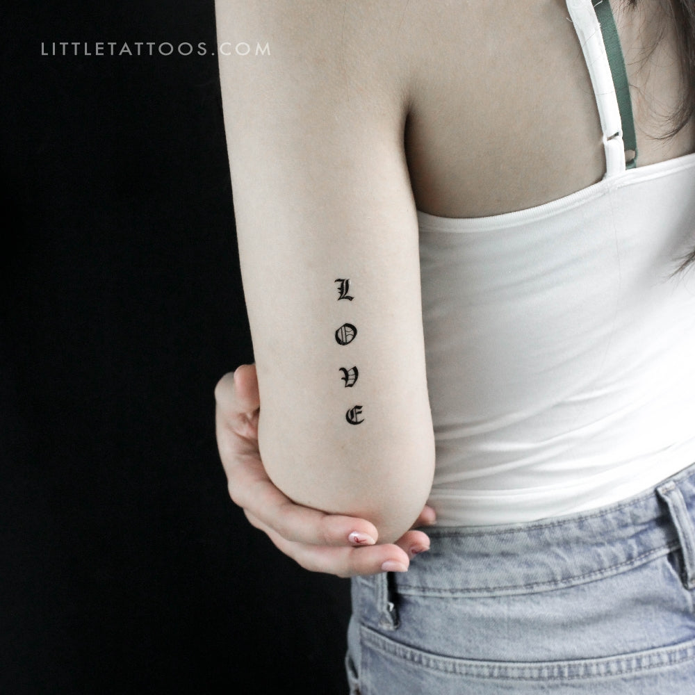 Gothic “Love” Temporary Tattoo - Set of 3