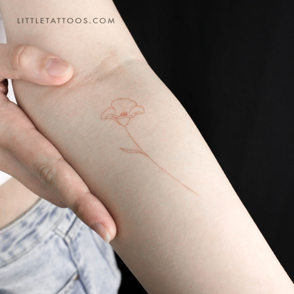 Poppy [Red] by Jakenowicz Temporary Tattoo - Set of 3