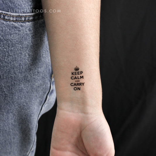 Tatuaje temporal "Mantén la calma y sigue adelante" - Juego de 3