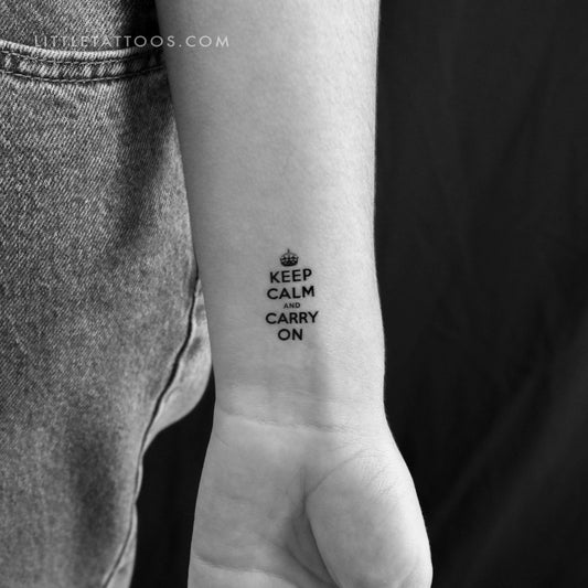 Tatuaje temporal "Mantén la calma y sigue adelante" - Juego de 3