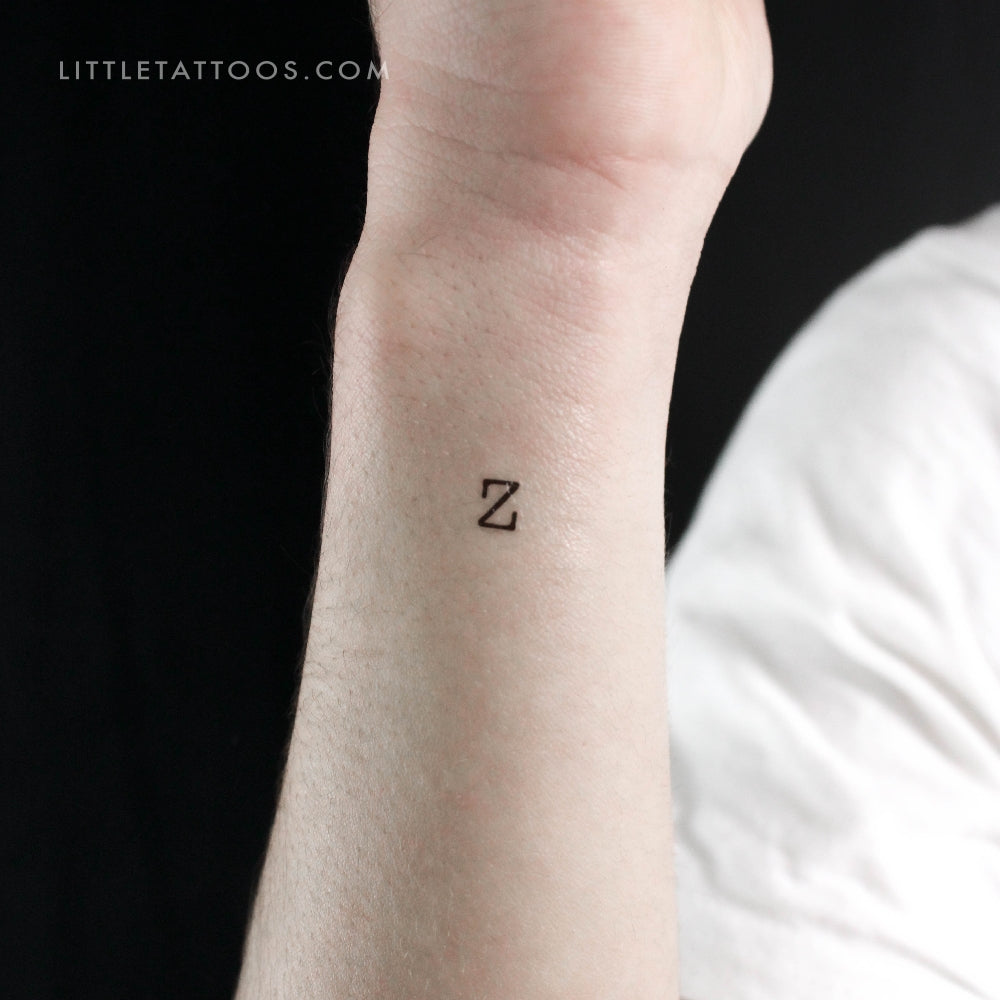 Tatuaje temporal de la letra Z mayúscula de máquina de escribir (juego de 3)