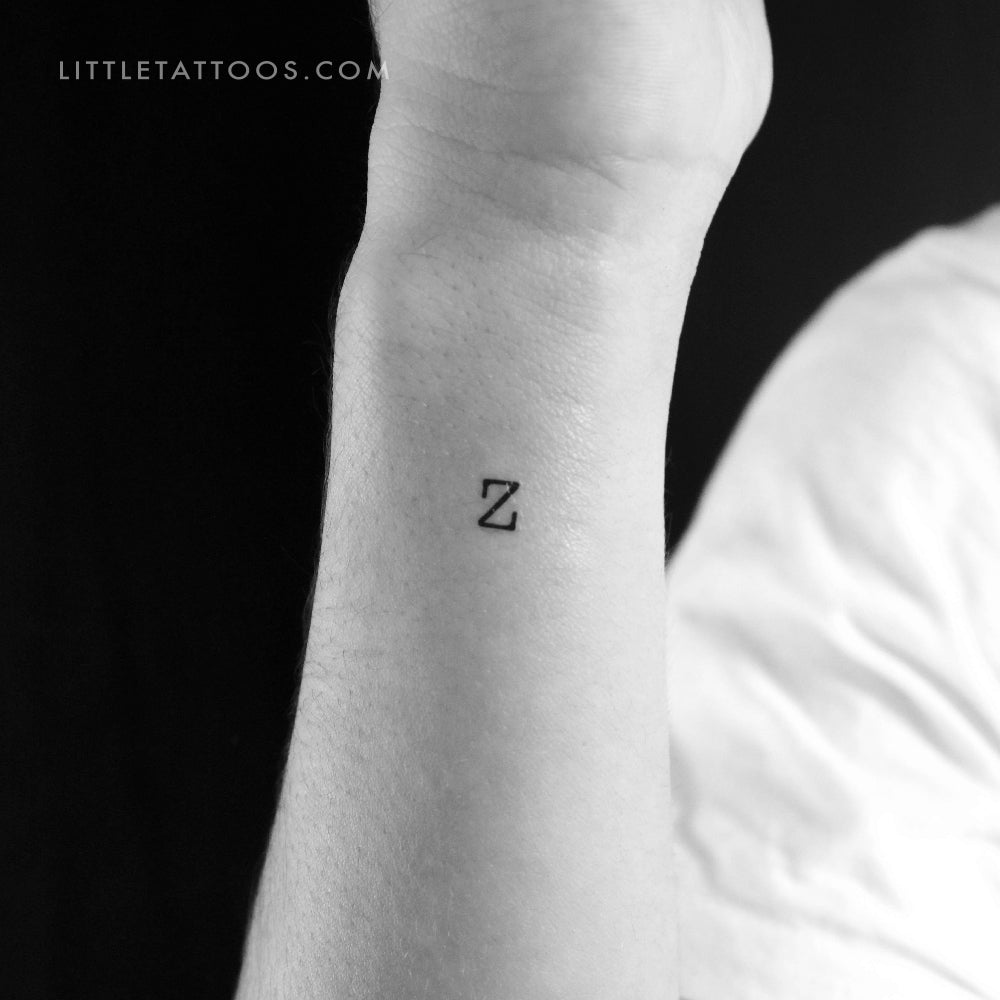 Tatuaje temporal de la letra Z mayúscula de máquina de escribir (juego de 3)