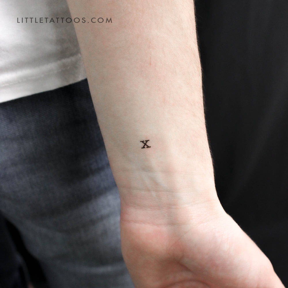 Tatuaje temporal de letra X minúscula para máquina de escribir (juego de 3)
