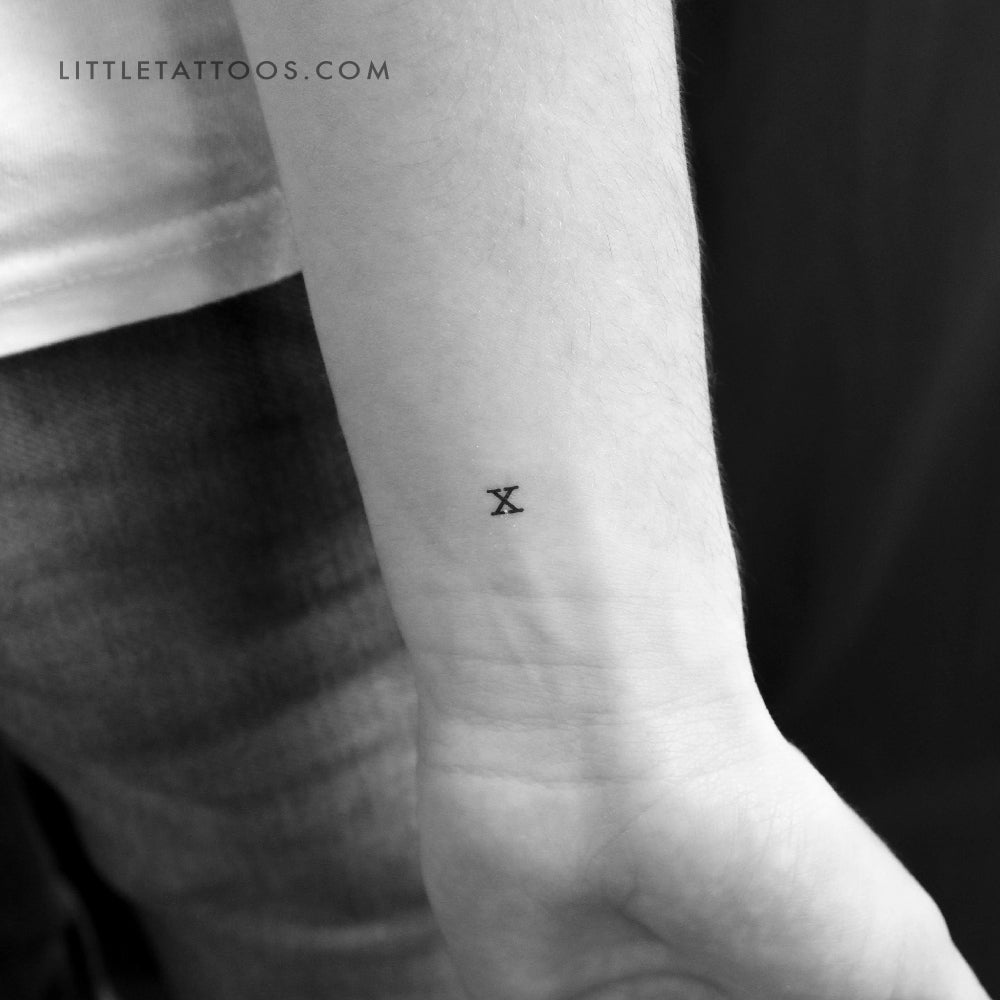 Tatuaje temporal de letra X minúscula para máquina de escribir (juego de 3)