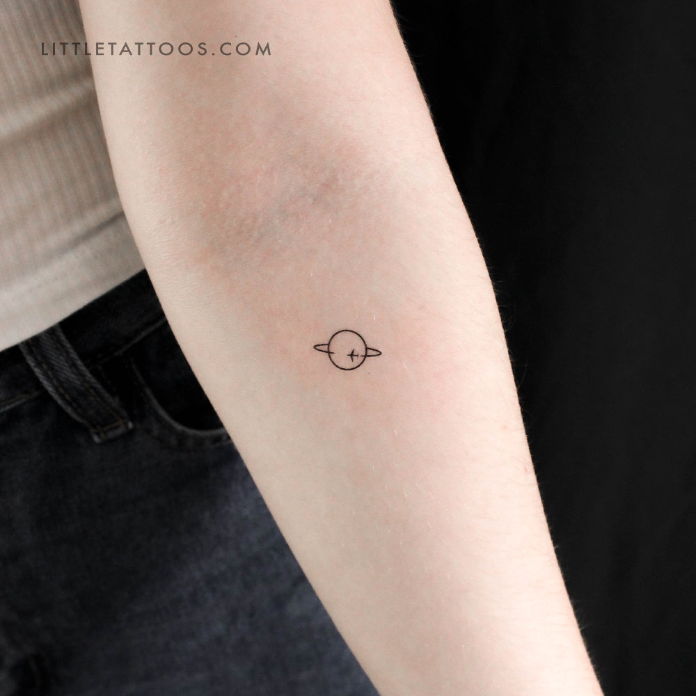 Flying Around Saturn Temporary Tattoo - Set of 3