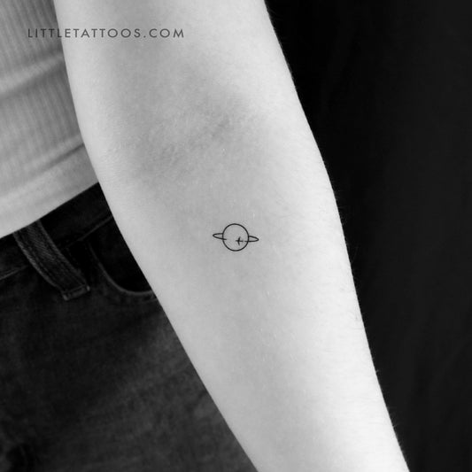 Flying Around Saturn Temporary Tattoo - Set of 3