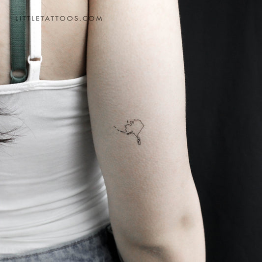 Alaska Map Outline Temporary Tattoo - Set of 3