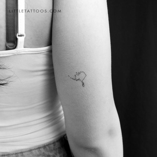 Alaska Map Outline Temporary Tattoo - Set of 3