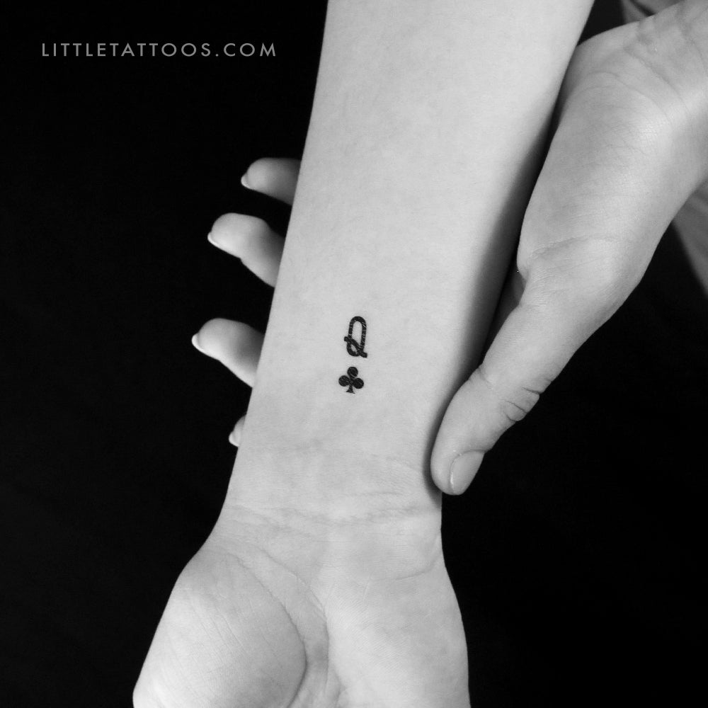 Queen Of Clubs Temporary Tattoo - Set of 3