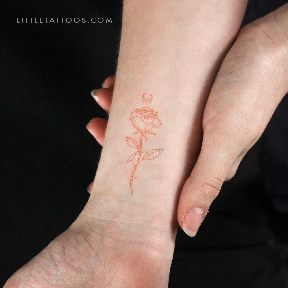 Tatuaje temporal Moon Rose [Rojo] de Jakenowicz - Juego de 3