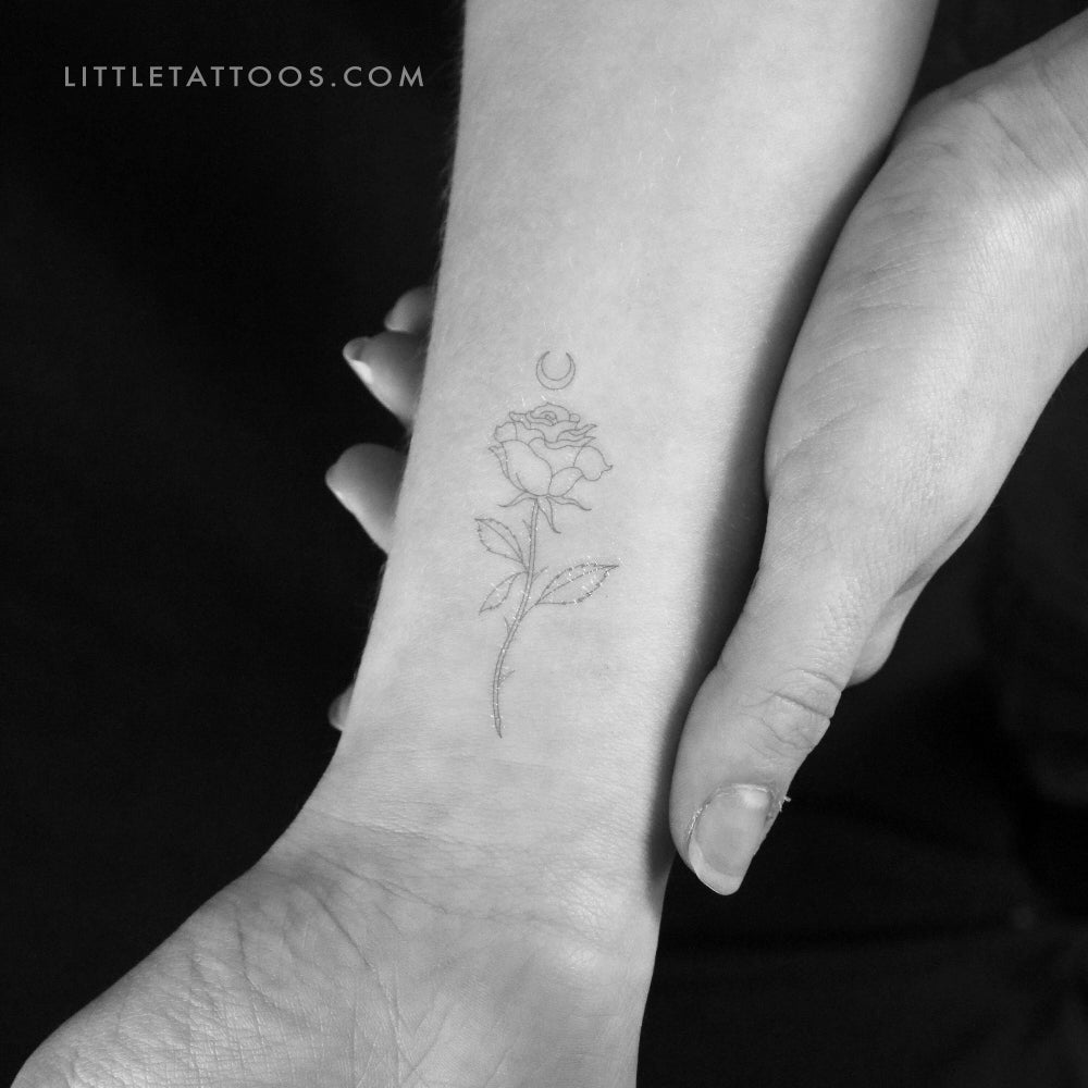 Tatuaje temporal Moon Rose [Rojo] de Jakenowicz - Juego de 3
