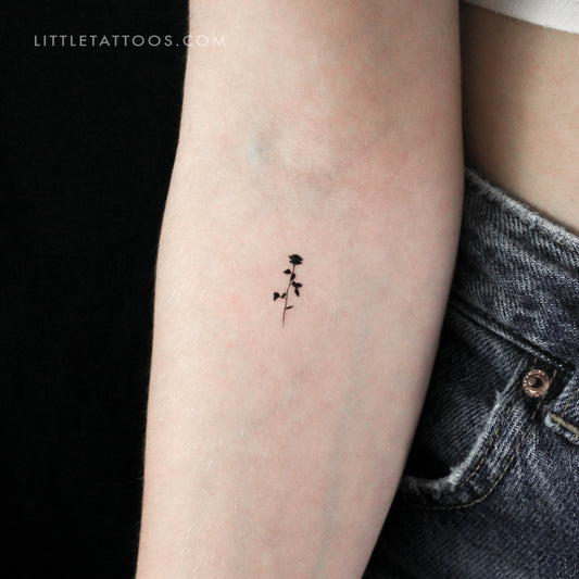 Small Black Rose Temporary Tattoo - Set of 3