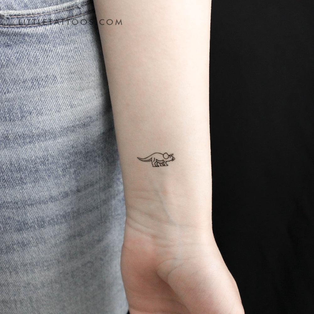 Tatuaje temporal de dinosaurio Triceratops - Juego de 3