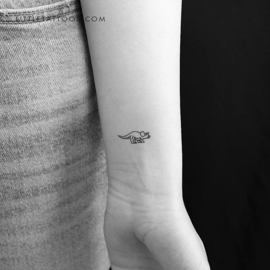 Tatuaje temporal de dinosaurio Triceratops - Juego de 3