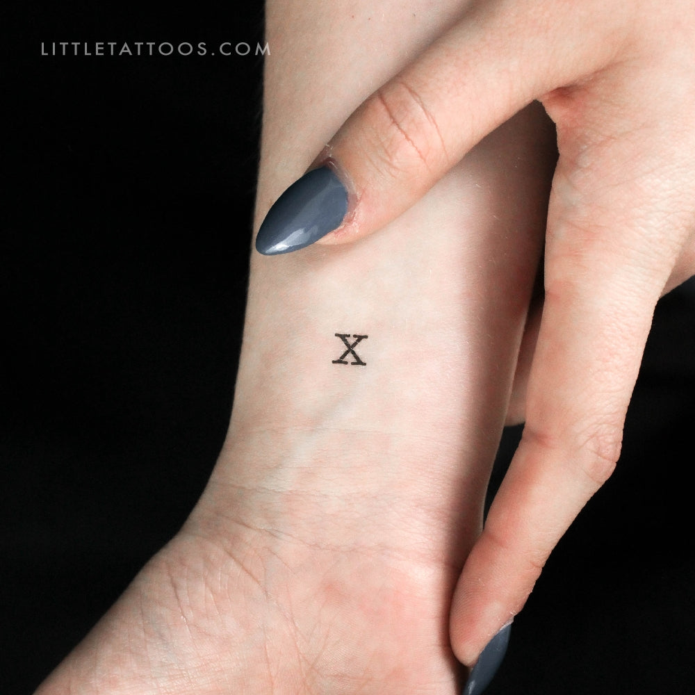 Tatuaje temporal de letra X mayúscula para máquina de escribir (juego de 3)