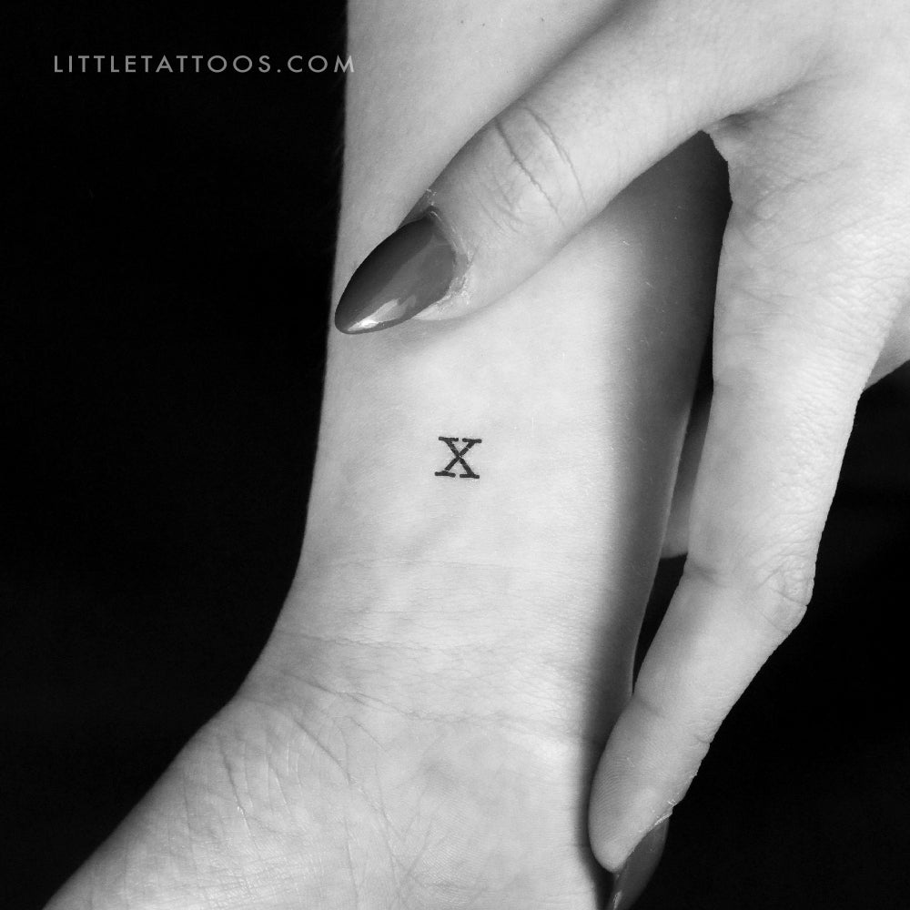 Tatuaje temporal de letra X mayúscula para máquina de escribir (juego de 3)