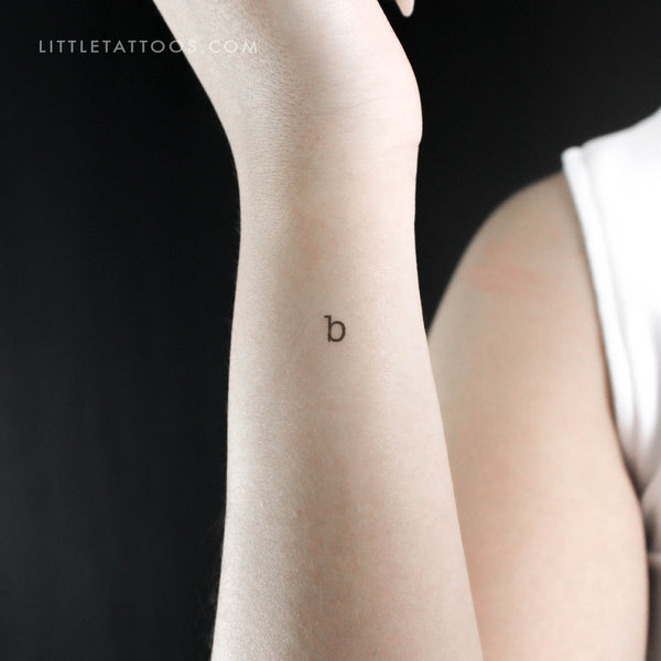 B Lowercase Typewriter Letter Temporary Tattoo - Set of 3