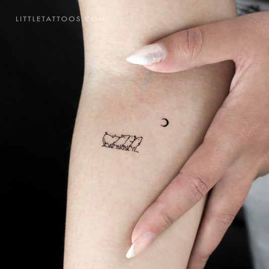 Piglets And The Moon Temporary Tattoo - Set of 3