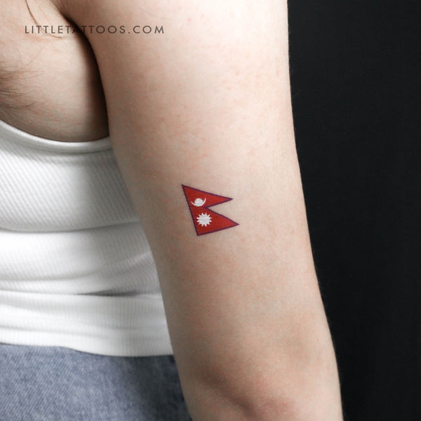 Nepal Flag Temporary Tattoo - Set of 3