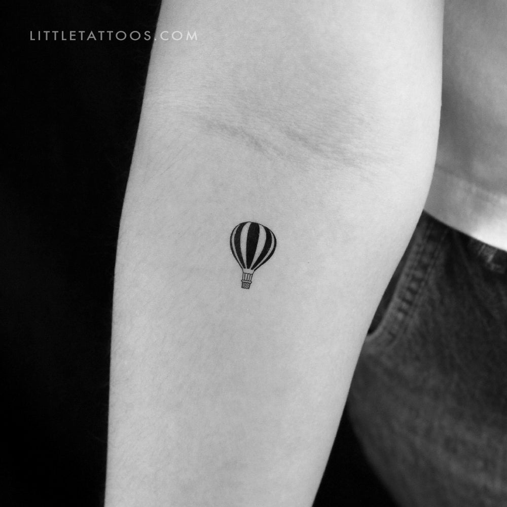 Stripped Hot Air Balloon Temporary Tattoo - Set of 3
