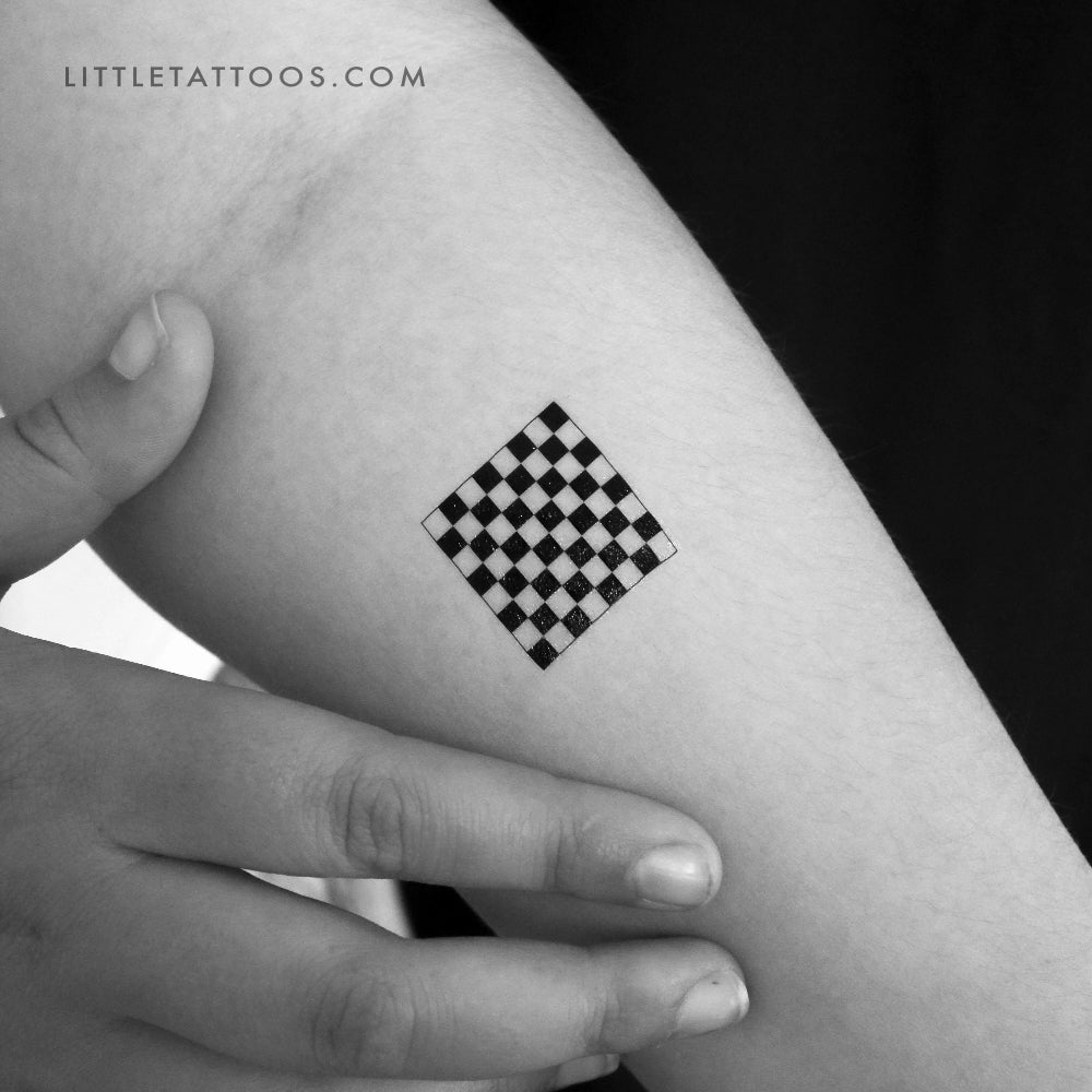 Chess Board Temporary Tattoo - Set of 3