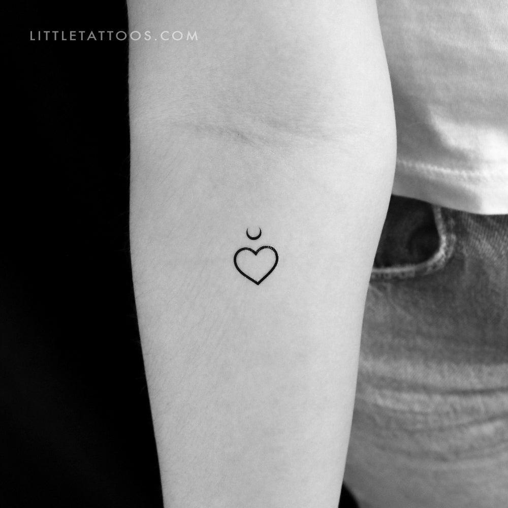 Tatuaje temporal de corazón y luna - Juego de 3