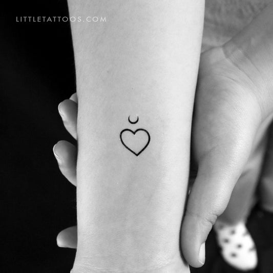 Tatuaje temporal de corazón y luna - Juego de 3