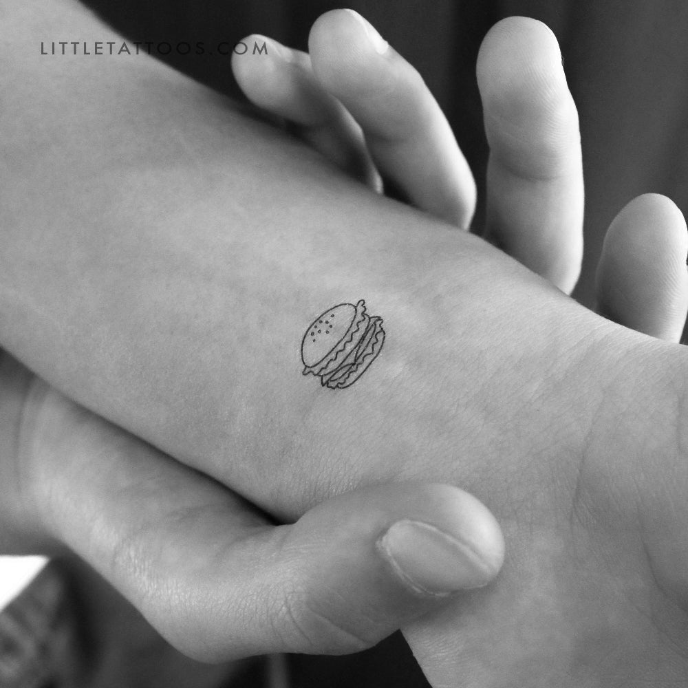 Little Hamburger Temporary Tattoo - Set of 3