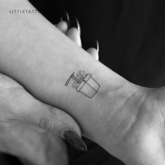 Tatuaje temporal de comida china para llevar (juego de 3)