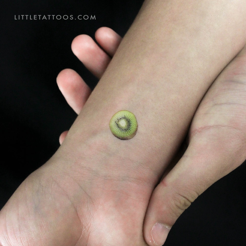 Tatuaje temporal de kiwi a color - Juego de 3