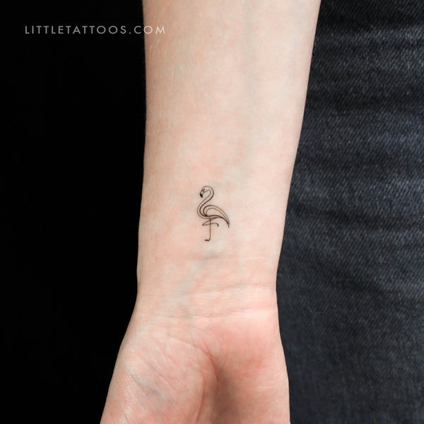 Fine Line Flamingo Temporary Tattoo - Set of 3