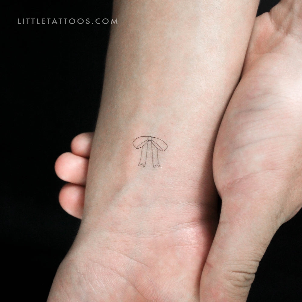 Tatuaje temporal de lazo de línea fina pequeña - Juego de 3