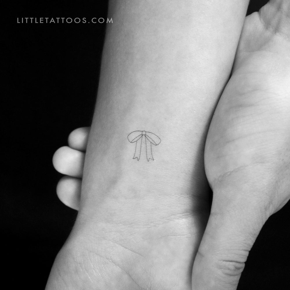 Tatuaje temporal de lazo de línea fina pequeña - Juego de 3