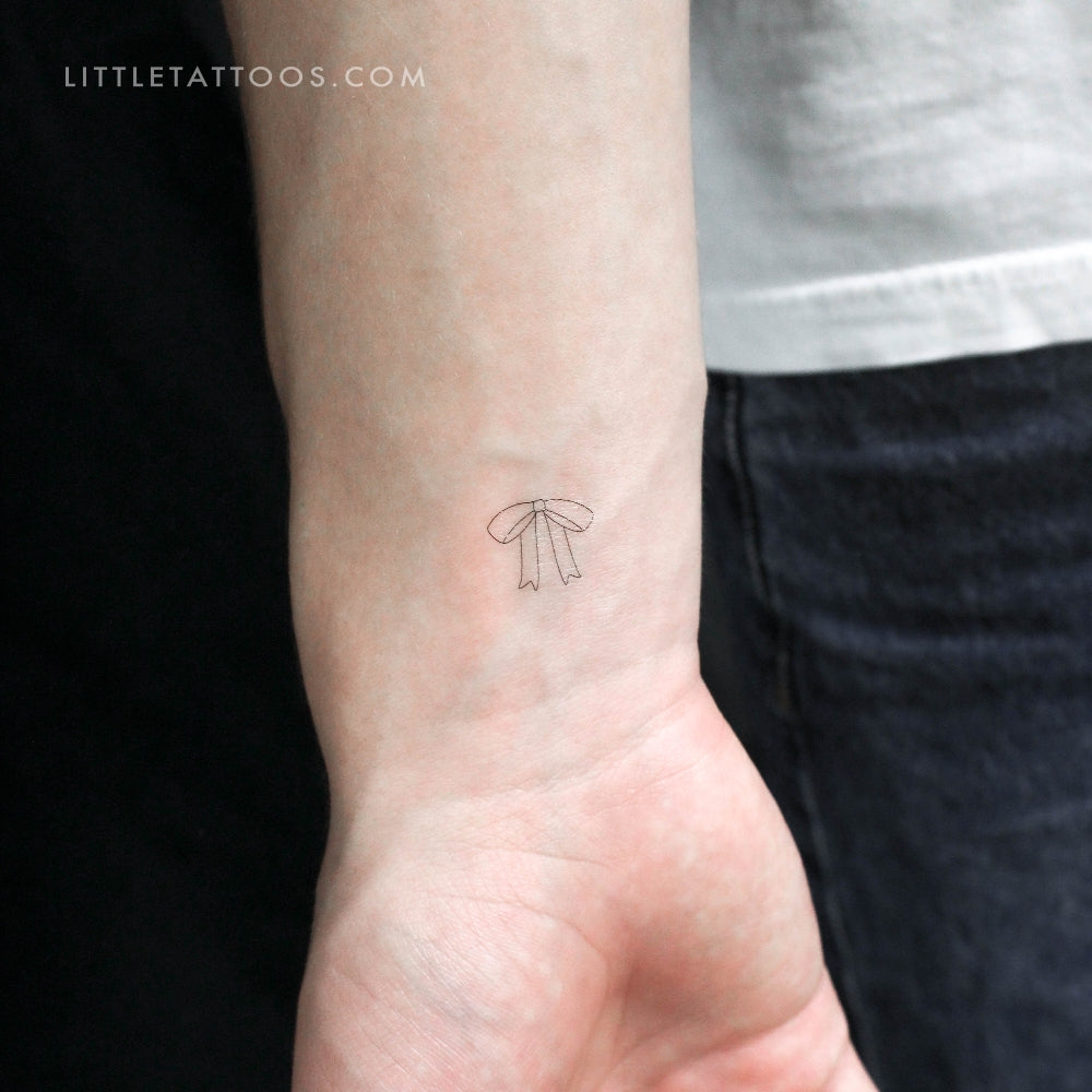 Tatuaje temporal de lazo de línea fina pequeña - Juego de 3