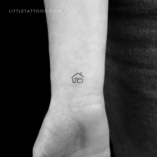 Tatuaje temporal de casa minimalista - Juego de 3