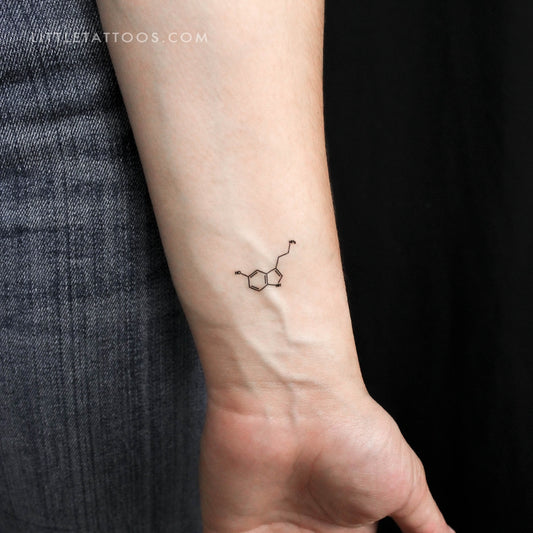 Tatuaje temporal pequeño de la estructura química de la serotonina (juego de 3)