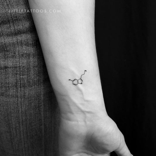 Tatuaje temporal pequeño de la estructura química de la serotonina (juego de 3)
