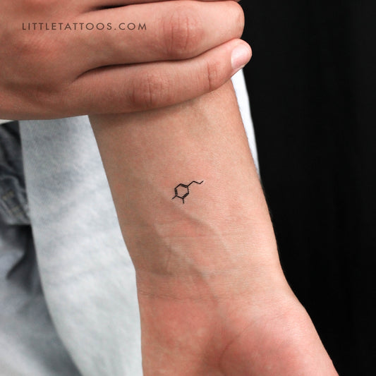 Tatuaje temporal diminuto de la estructura química de la dopamina (juego de 3)